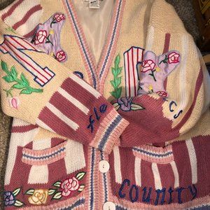 80s Absolutely No! Jeans Cardigan Wearable Art